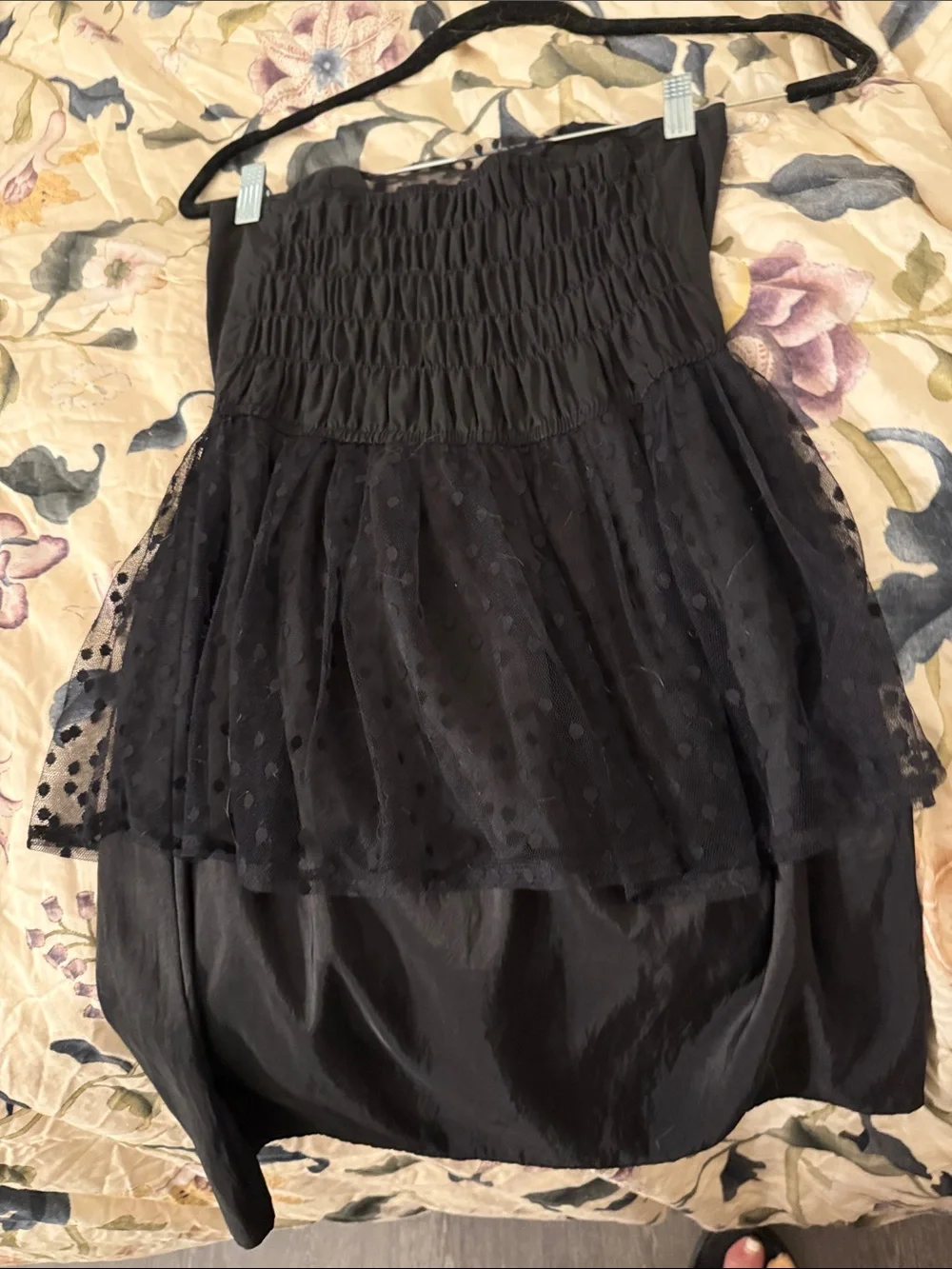 Black Strapless Peplum Cocktail Dress